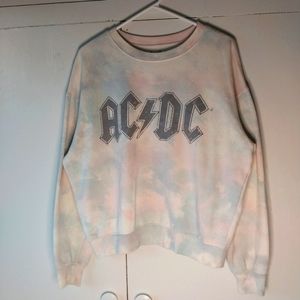 ACDC Logo Long Sleeve Tie Dye Sweatshirt SZ L